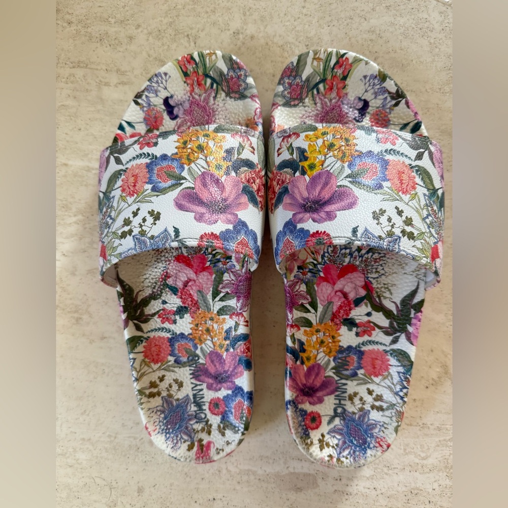Johnny Was Floral Slide Sandals